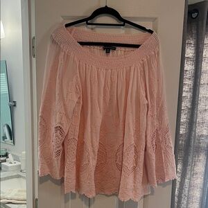 Saks Fifth Avenue Blush Lace Off-Shoulder Top